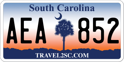 SC license plate AEA852