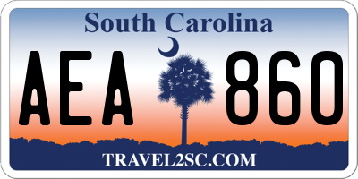 SC license plate AEA860