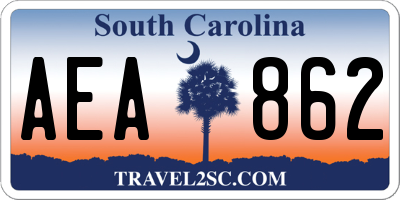 SC license plate AEA862
