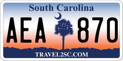 SC license plate AEA870