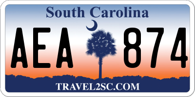 SC license plate AEA874