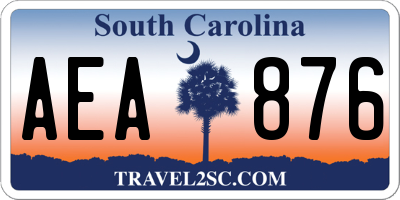 SC license plate AEA876