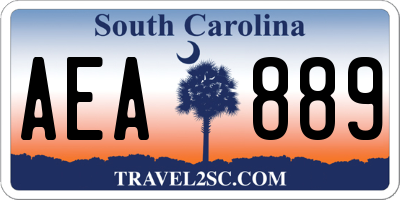 SC license plate AEA889