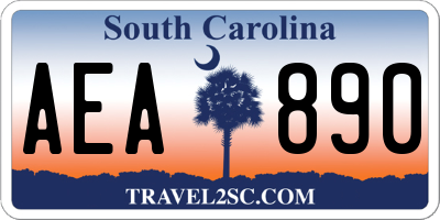 SC license plate AEA890