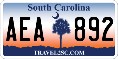 SC license plate AEA892