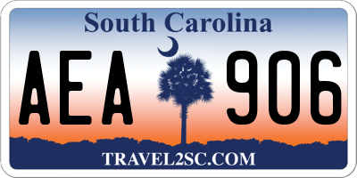 SC license plate AEA906
