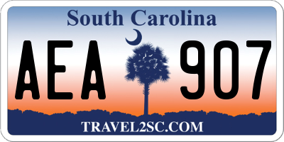 SC license plate AEA907