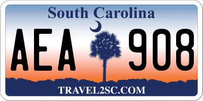 SC license plate AEA908