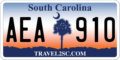 SC license plate AEA910