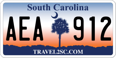 SC license plate AEA912