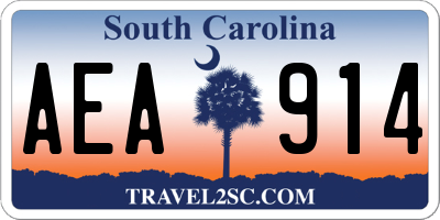SC license plate AEA914