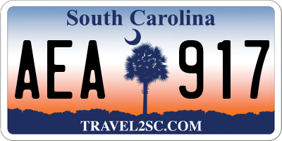 SC license plate AEA917