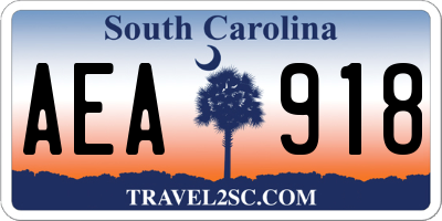 SC license plate AEA918