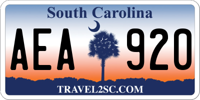 SC license plate AEA920