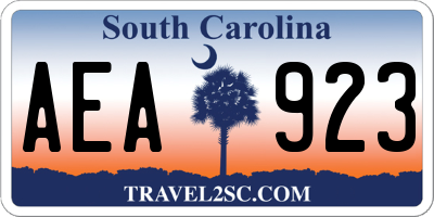 SC license plate AEA923