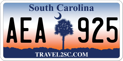 SC license plate AEA925