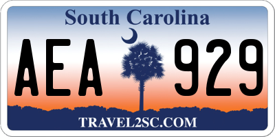 SC license plate AEA929