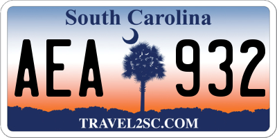 SC license plate AEA932
