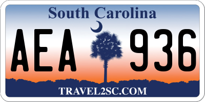 SC license plate AEA936