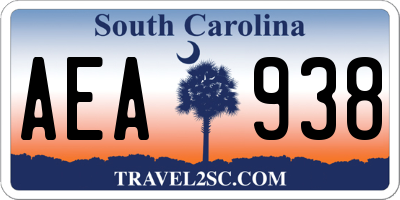 SC license plate AEA938