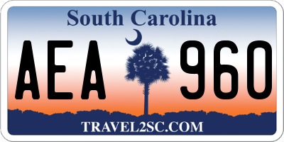 SC license plate AEA960