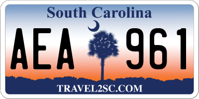 SC license plate AEA961