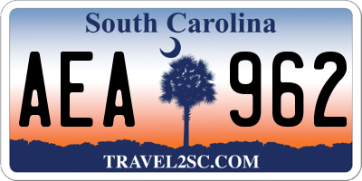 SC license plate AEA962