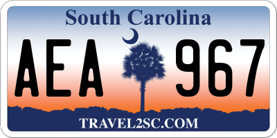 SC license plate AEA967