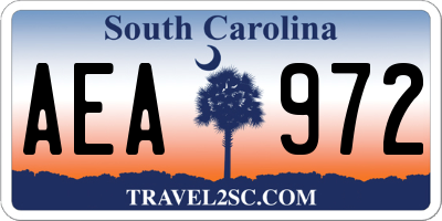 SC license plate AEA972
