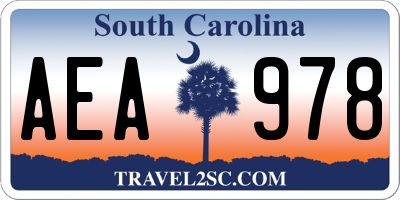 SC license plate AEA978