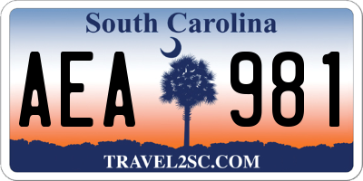 SC license plate AEA981