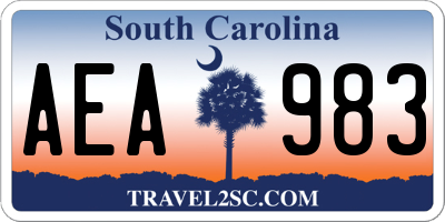 SC license plate AEA983