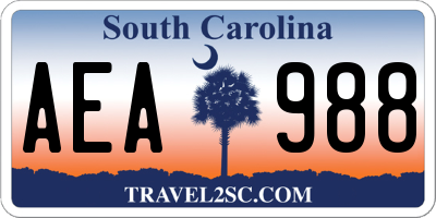SC license plate AEA988