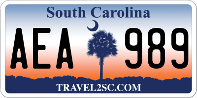 SC license plate AEA989