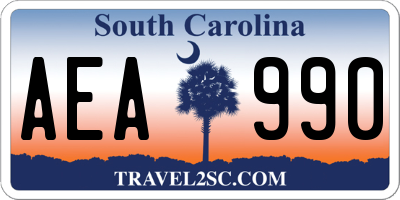 SC license plate AEA990