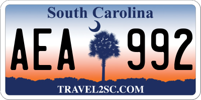 SC license plate AEA992