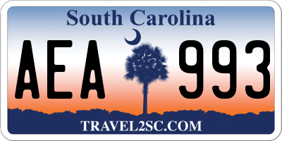 SC license plate AEA993