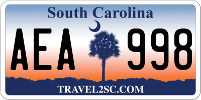 SC license plate AEA998