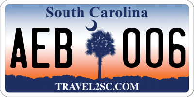 SC license plate AEB006