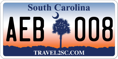 SC license plate AEB008