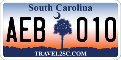 SC license plate AEB010