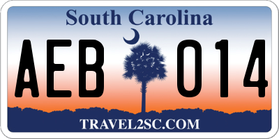 SC license plate AEB014