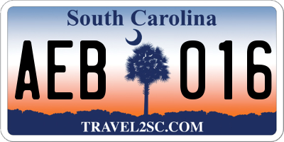 SC license plate AEB016