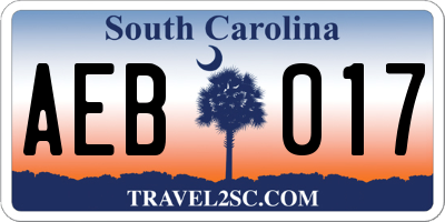 SC license plate AEB017