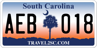 SC license plate AEB018