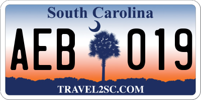 SC license plate AEB019
