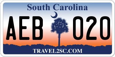 SC license plate AEB020