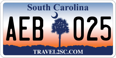 SC license plate AEB025
