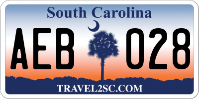 SC license plate AEB028