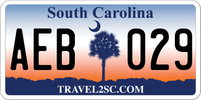 SC license plate AEB029
